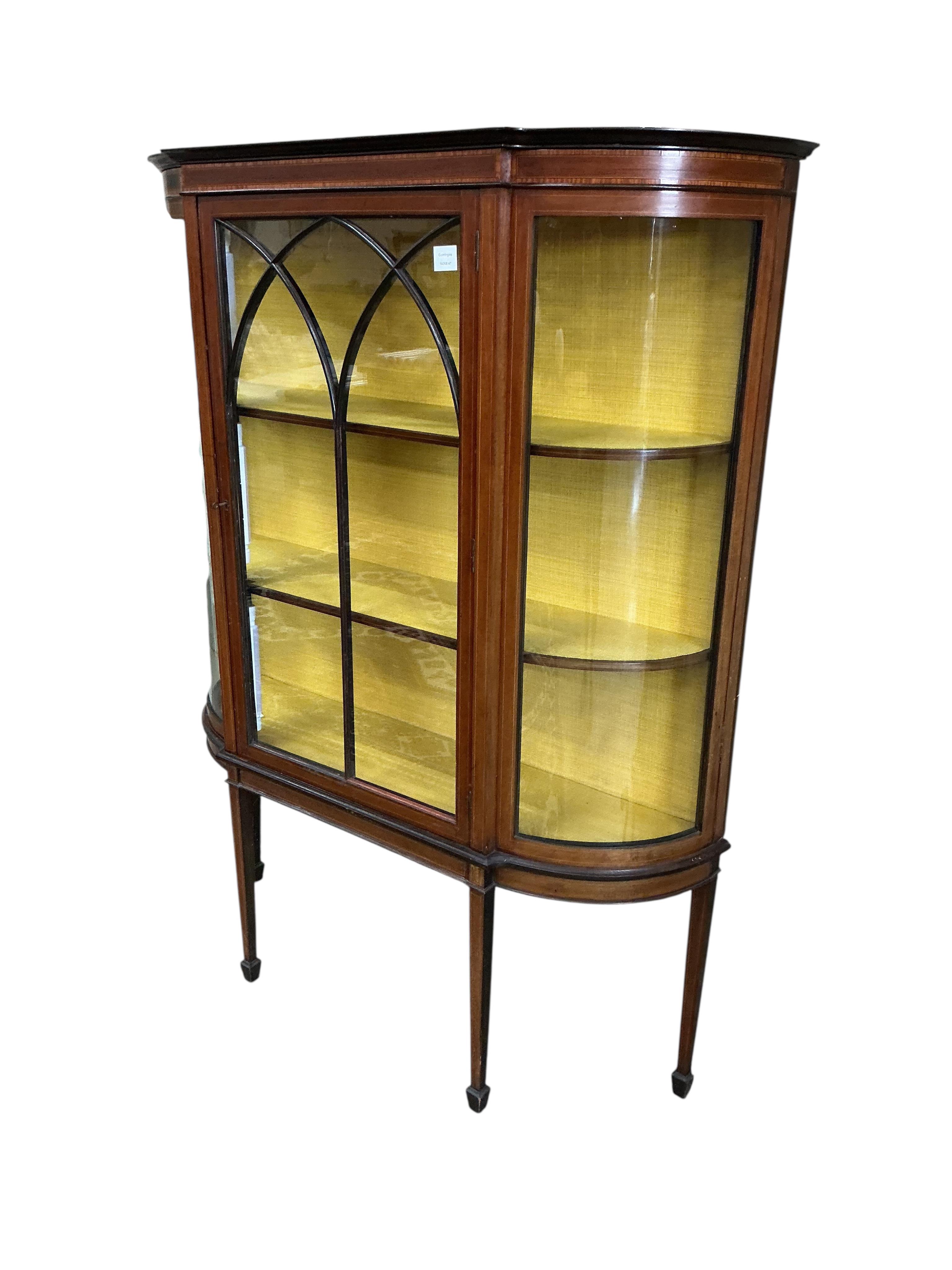 An Edwardian mahogany display cabinet, width 122cm, depth 35cm, height 160cm